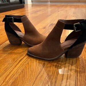 Jeffrey Campbell brown and black suede western style booties